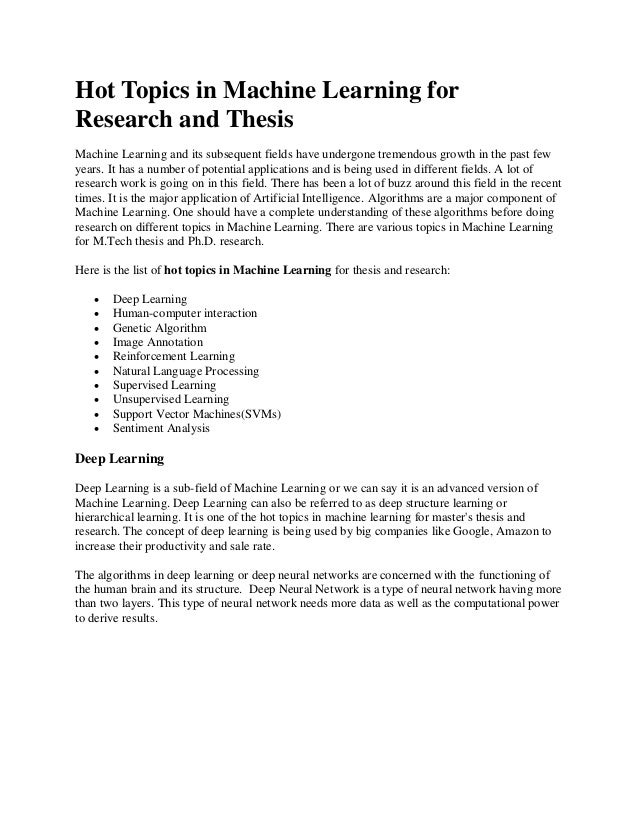 master thesis machine learning